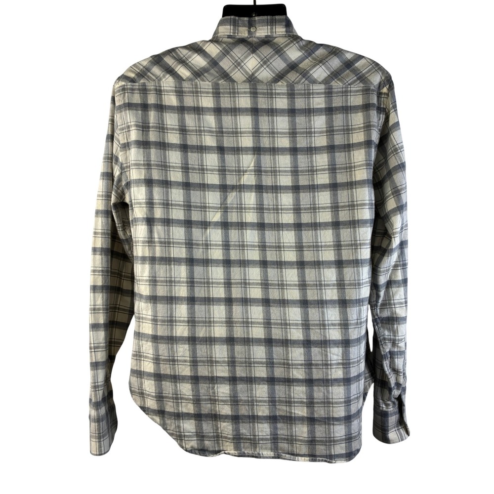Billy Reid Men's Slim Fit Plaid Button Down Shirt Grey Cream Cotton Wool Large - Picture 3 of 16